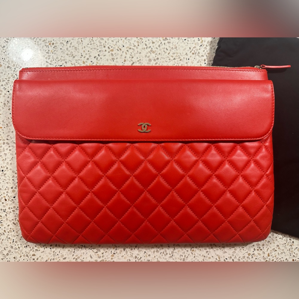 Chanel Flap-O Case Clutch, Red Lambskin